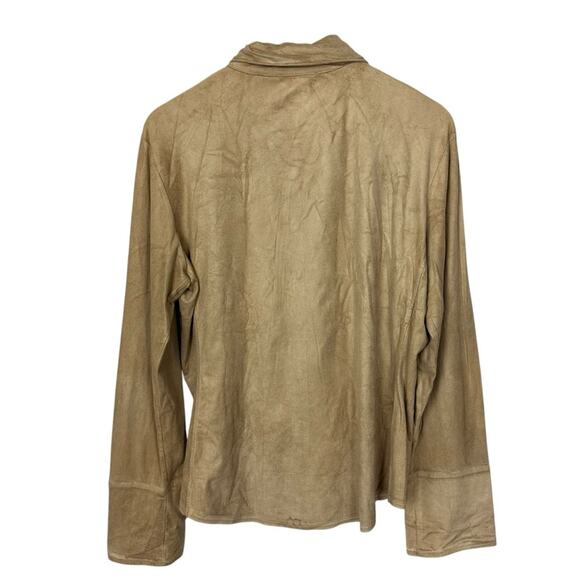 Laura Leigh Limited Camel Western Faux Suede Long Sleeve Button Up Shirt Size XL - Picture 8 of 10